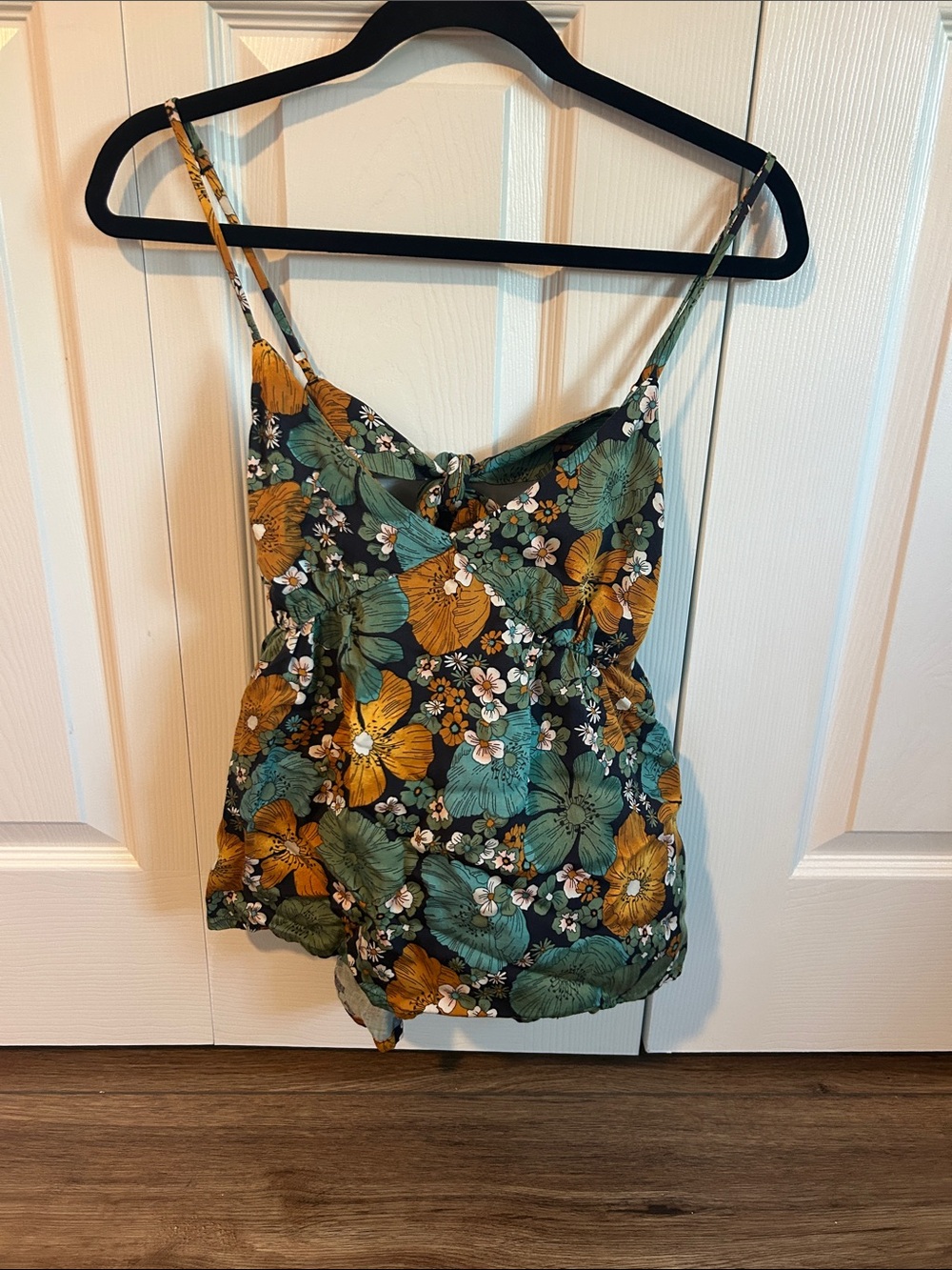 Volcom Floral Spaghetti Strap Cami in Green & Mustard